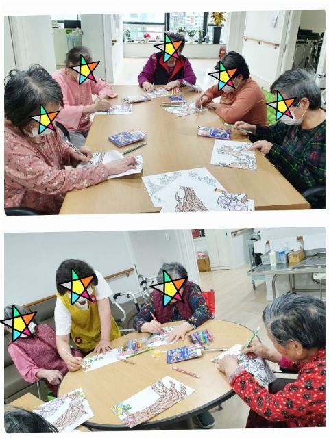 진요양원 인지 프로그램(협동화-매화 ...
